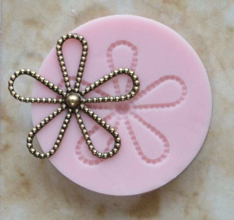 OPEN BEADED FLOWER Silicone Mold, Plants, Trees, plant life, Flowers, flowering plants, Palm trees, Clay mold, Epoxy molds, Chocolate, G289