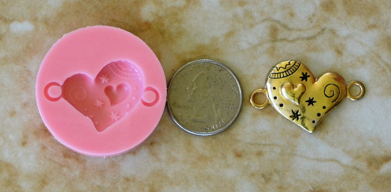 Hart Silicone Mold, Jewelry, Resin, clay, Pendant, Necklace, hung on a chain, Charms, brooch, bracelets, symbol, earrings,  G201