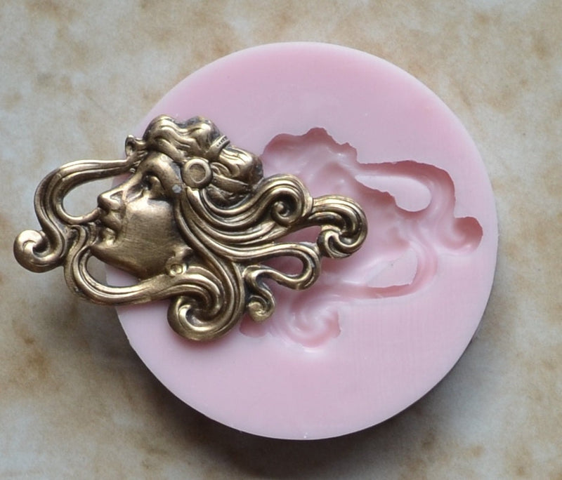 Art Deco Goddess Flexible Silicone Mold, Molds, Silcone, Beach, Ocean, Crafts, Jewelry, Scrapbooking, Resin, Clay G235-15