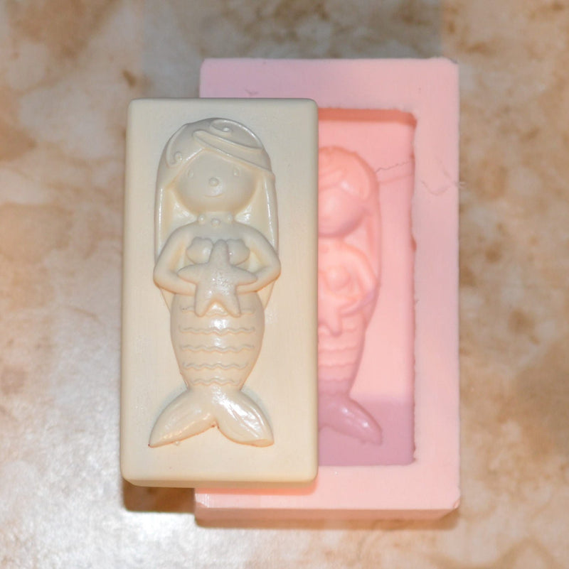 Mermaid Soap Mold Silicone, 1" base, Silicone Soap Mold, Soap, Round molds, Square molds, Rectangular mold, Octagon, Soaps,  SM-1-194