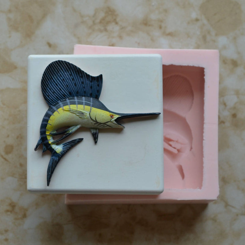 Sailfish Soap Mold, 1" Base, Silicone, Molds, Soap, Cake, Candy, Clay, Cooking, Jewelry, Farm, Chocolate, Cookies SM-1-352