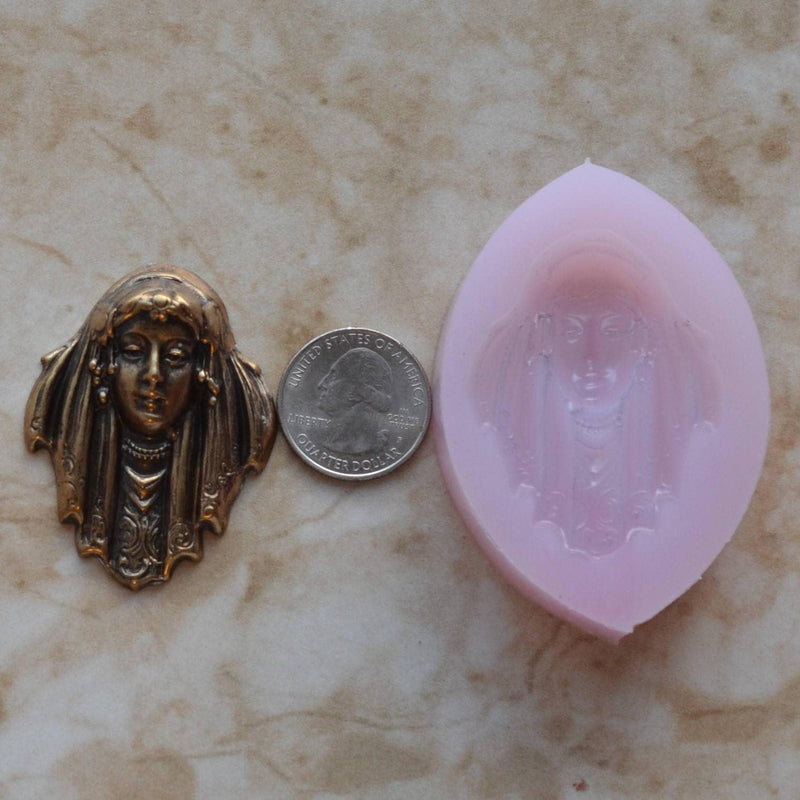 GYPSY MAIDEN Flexible Silicone Mold, Jewelry, Resin, clay, Pendant, Necklace, hung on a chain, Charms, brooch, bracelets, symbol, G387