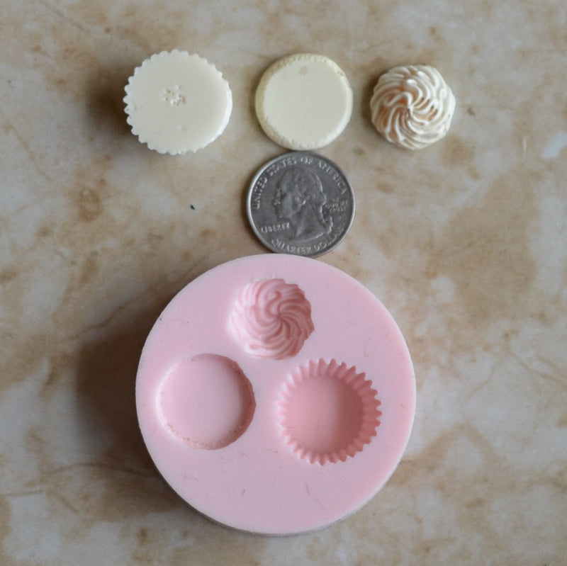 Cupcake Silicone Mold, Flowers, Crafts, Jewelry, Scrapbooking, Resin, Polymer Clay G401