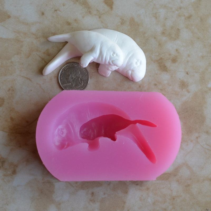 Manatee Silicone Mold, Animal Silicone Mold, Resin, Clay, Epoxy, food grade, Chocolate molds, Resin, Clay, dogs, cats, fish, birds  A512